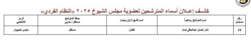 أسماء مرشحي الشوري بنظام الفردي في بني سويف